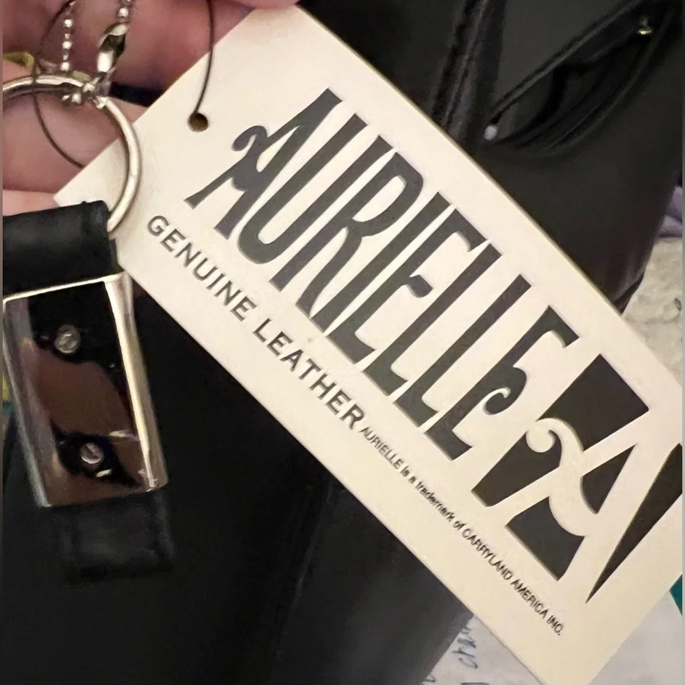 Aurielle Black Leather Shoulder Bag Handbag Card Case Key Chain 11.5x8.5